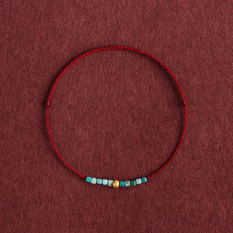 Buddha Stones 999 Perline d'oro Turchese Protezione Braccialetto intrecciato Cavigliera