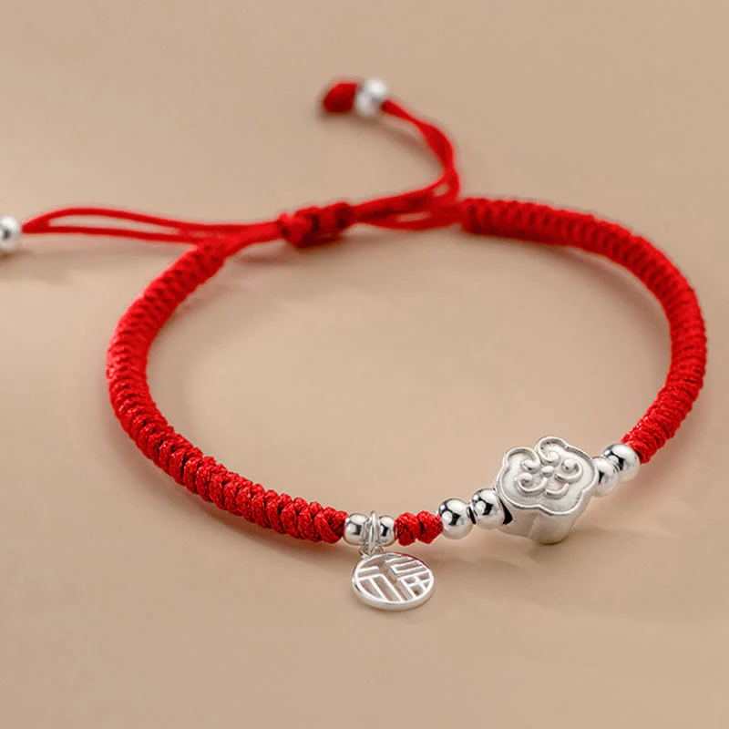 Braccialetto intrecciato in corda con nuvole di buon auspicio e benedizione in argento sterling 925 fatto a mano con Buddha Stones - Image 2