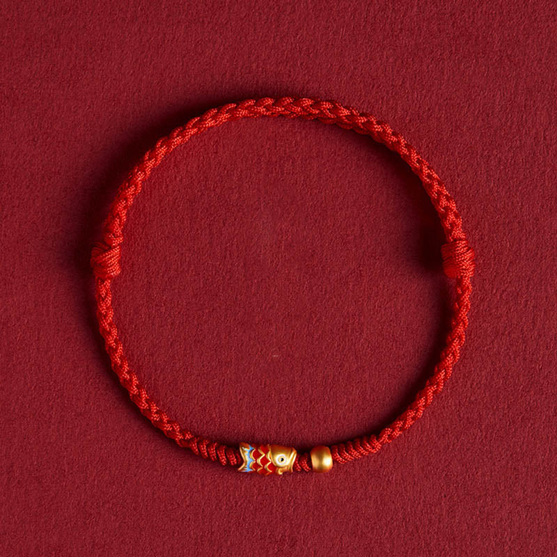 Braccialetto intrecciato in corda con pesce koi fatto a mano in argento sterling 925 con pietre Buddha Stones e pesce koi - Image 3