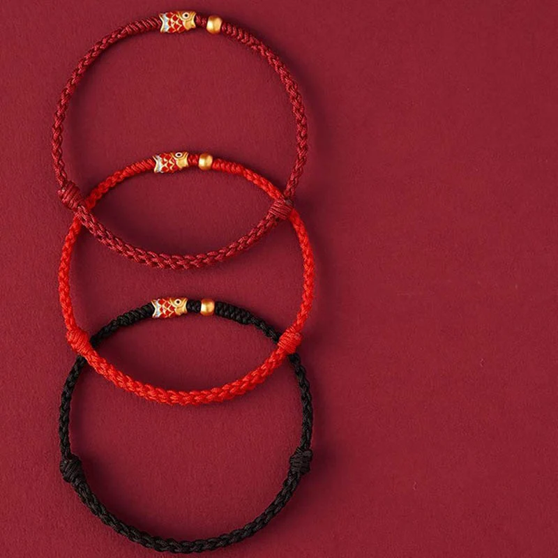 Braccialetto intrecciato in corda con pesce koi fatto a mano in argento sterling 925 con pietre Buddha Stones e pesce koi - Image 9