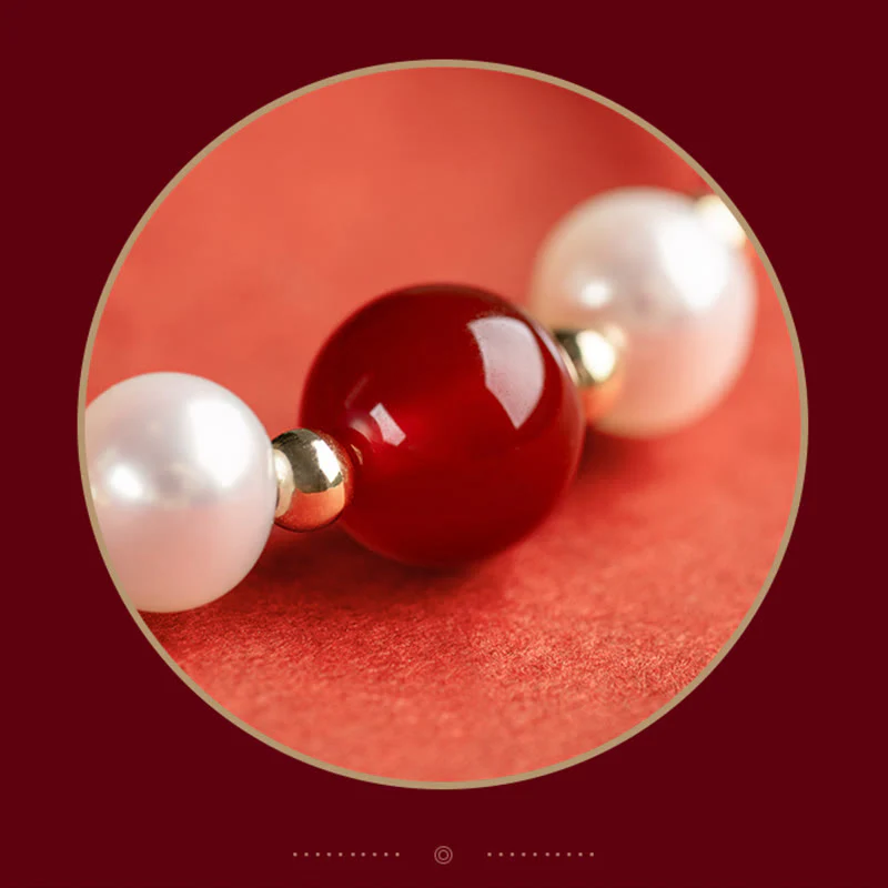 Braccialetto intrecciato in corda rossa con perle di agata e carattere Fu in argento sterling 925 con pietre Buddha Stones - Image 6