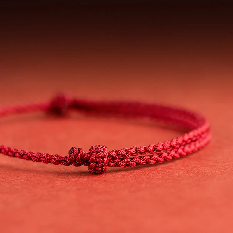 Braccialetto intrecciato in corda rossa con perle di agata e carattere Fu in argento sterling 925 con pietre Buddha Stones - Image 7
