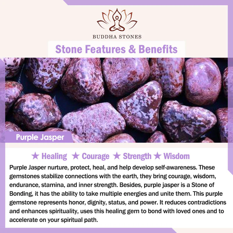 Braccialetto Mala con perline di diaspro viola Buddha Stones Strength - Image 11
