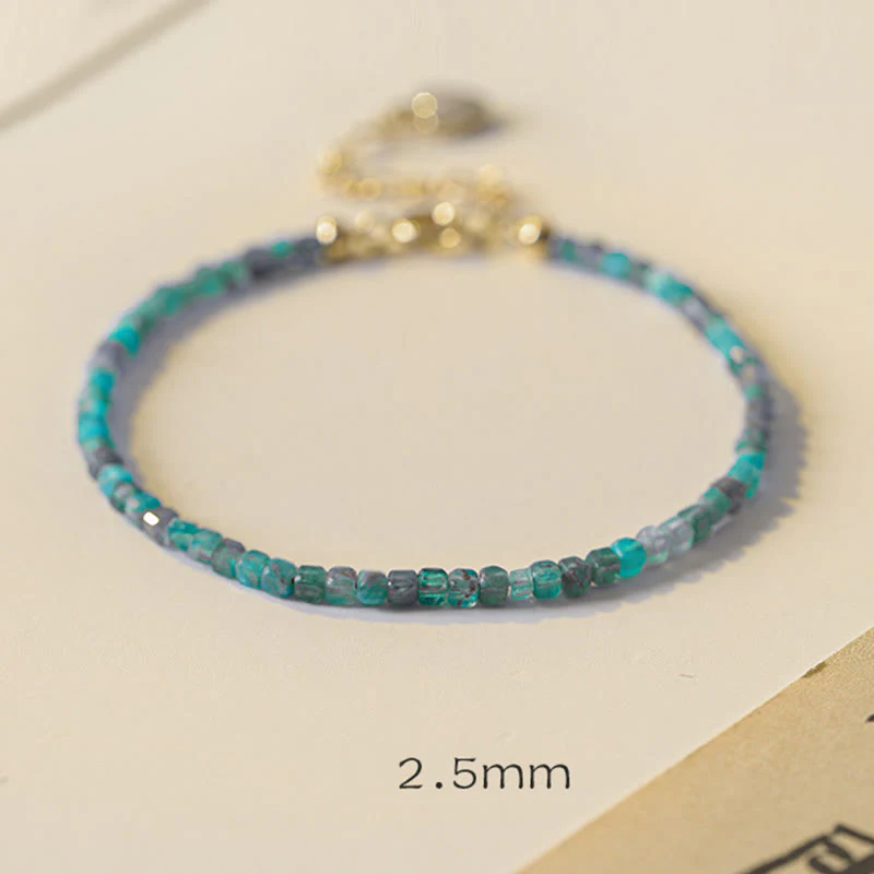 Braccialetto motivazionale a forma di cuore in rame placcato oro 14k con perline ultrasottili in apatite da 2,5 mm di Buddha Stone - Image 11