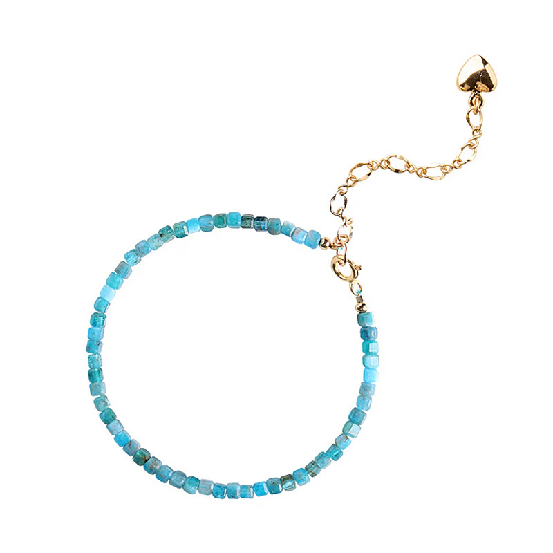 Braccialetto motivazionale a forma di cuore in rame placcato oro 14k con perline ultrasottili in apatite da 2,5 mm di Buddha Stone - Image 12