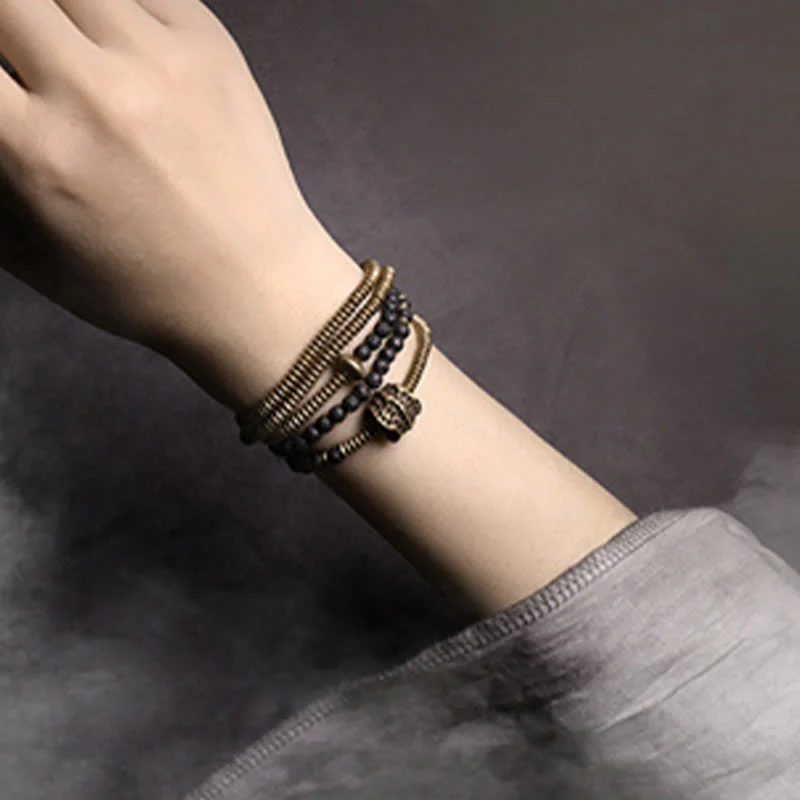 Bracciale multistrato in ottone e rame con Buddha Stones - Image 3