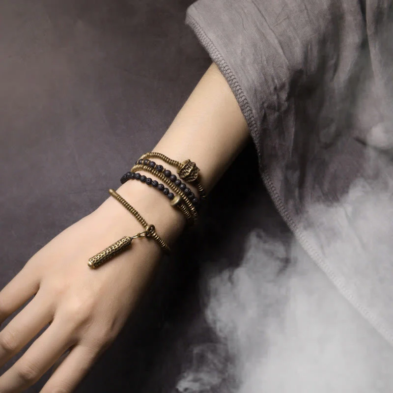 Bracciale multistrato in ottone e rame con Buddha Stones - Image 4