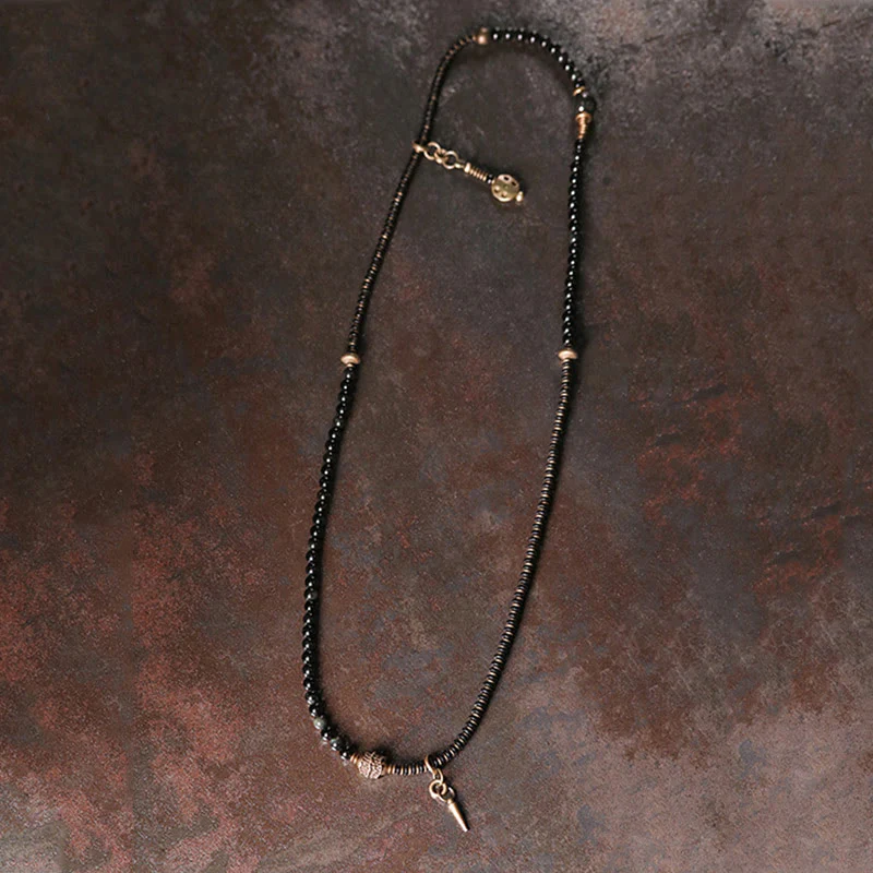Braccialetto multistrato positivo in legno di ebano, ossidiana arcobaleno e rame Buddha Stones - Image 10