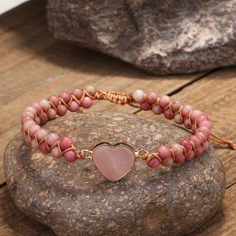 Braccialetto naturale di guarigione del cuore dell'amore in rodonite - Image 2