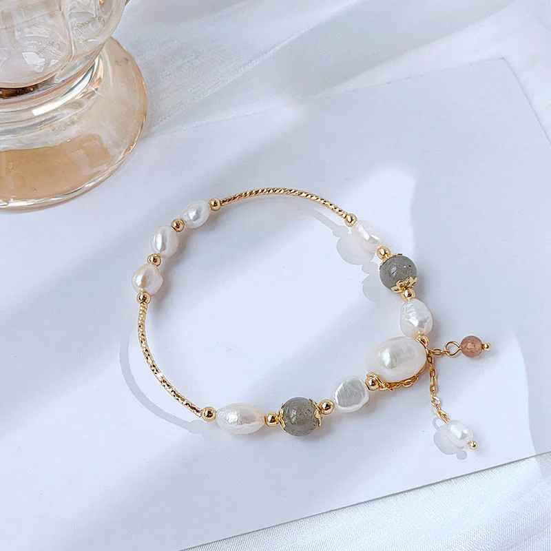 Braccialetto ottimismo con perle di quarzo fragola, pietra di luna e Buddha Stones - Image 2