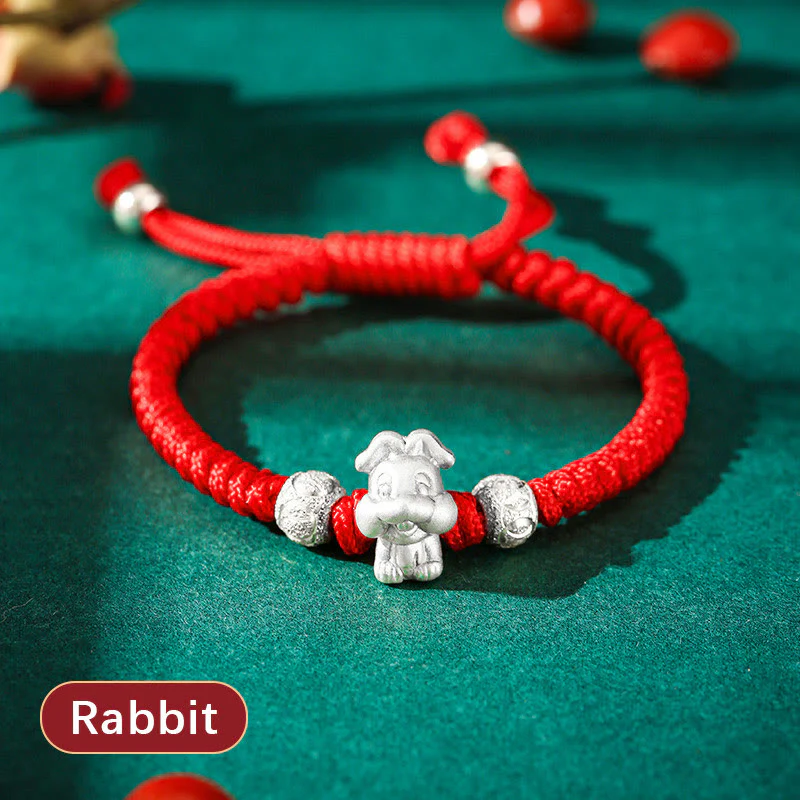 Braccialetto per bambini fatto a mano in corda rossa con Buddha Stones, in argento sterling 999, con zodiaco cinese - Image 15