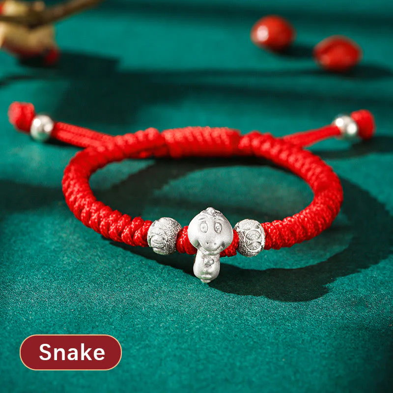 Braccialetto per bambini fatto a mano in corda rossa con Buddha Stones, in argento sterling 999, con zodiaco cinese - Image 19
