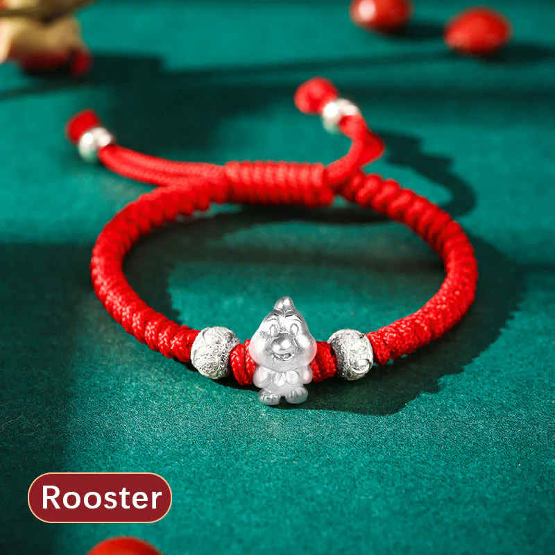 Braccialetto per bambini fatto a mano in corda rossa con Buddha Stones, in argento sterling 999, con zodiaco cinese - Image 23