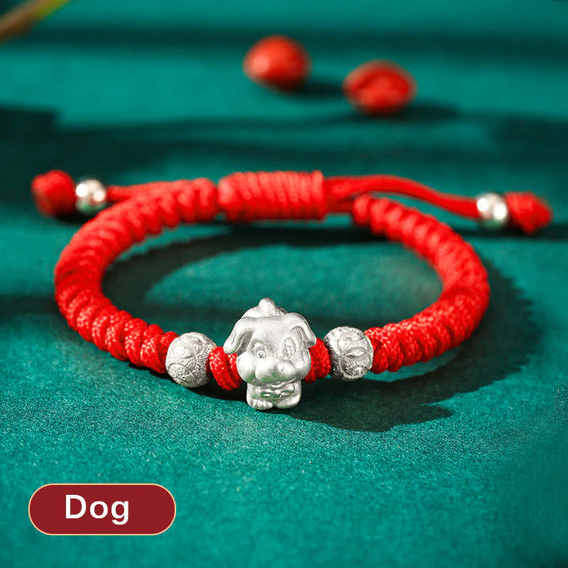 Braccialetto per bambini fatto a mano in corda rossa con Buddha Stones, in argento sterling 999, con zodiaco cinese - Image 24