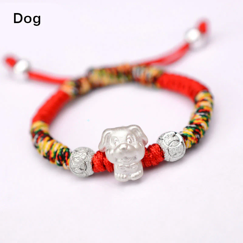 Braccialetto per bambini fatto a mano in corda rossa con Buddha Stones, in argento sterling 999, con zodiaco cinese - Image 25