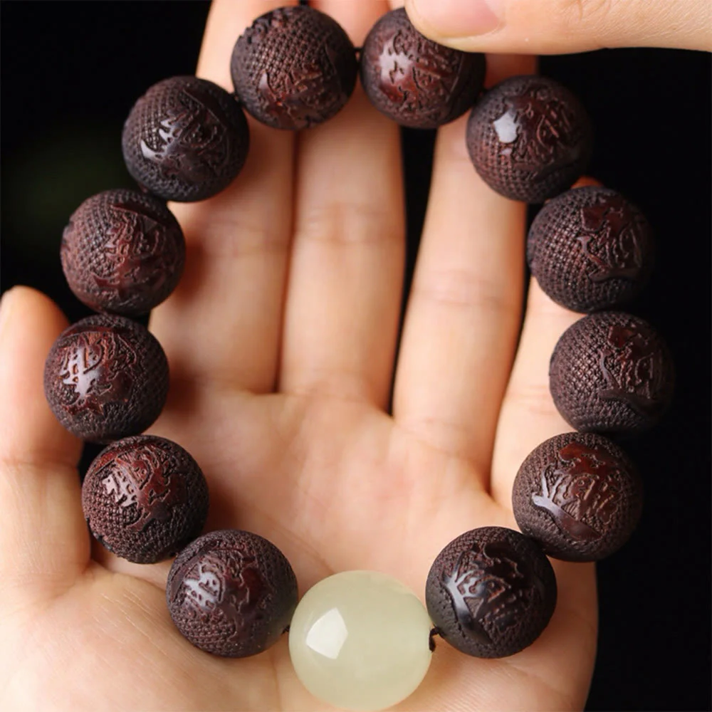 Braccialetto PiXiu Warmth con incisione in palissandro tibetano Buddha Stones - Image 10