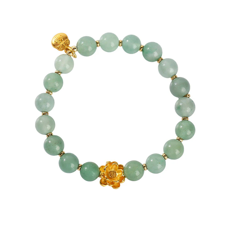 Braccialetto portafortuna con carattere Fu, giada naturale, avventurina verde e zucca Buddha Stones - Image 14