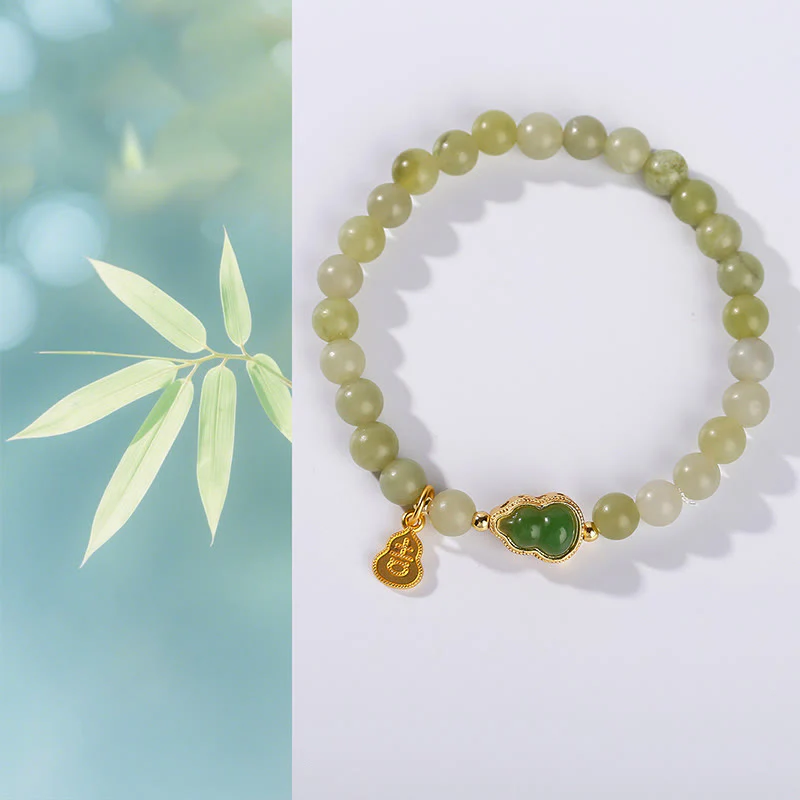 Braccialetto portafortuna con carattere Fu, giada naturale, avventurina verde e zucca Buddha Stones - Image 5
