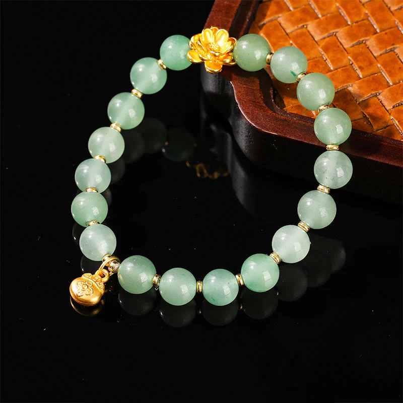 Braccialetto portafortuna con carattere Fu, giada naturale, avventurina verde e zucca Buddha Stones - Image 9