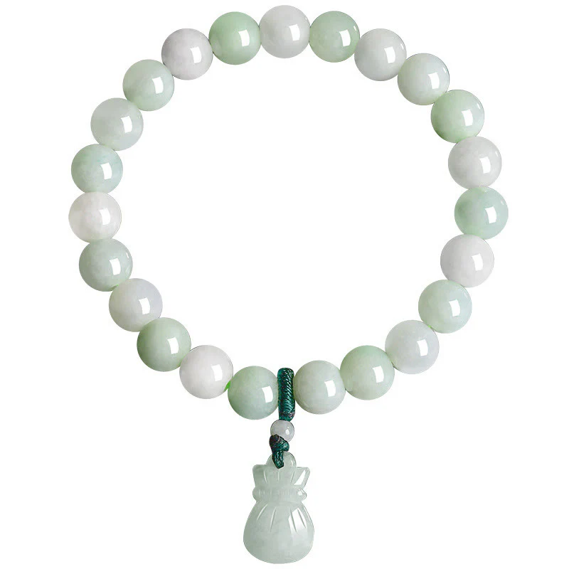 Braccialetto portafortuna con ciondolo a forma di sacco di soldi in giada naturale Buddha Stones - Image 9