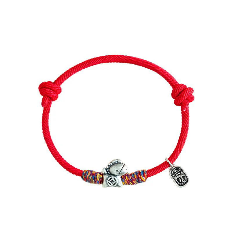 Braccialetto portafortuna con corda e corda in argento sterling 999 Buddha Stones e carattere Fu dell'anno del cavallo - Image 14