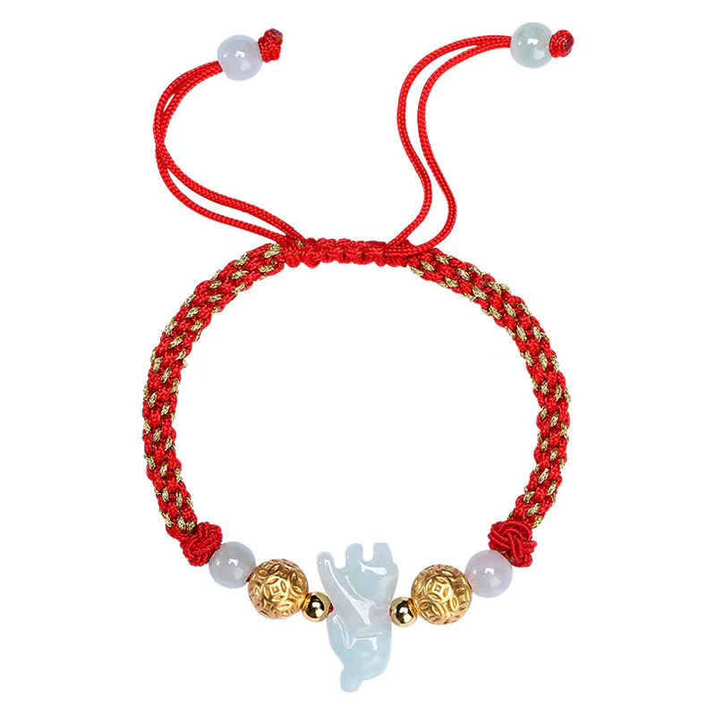 Braccialetto portafortuna con corda rossa, Buddha Stones di giada e argento dello zodiaco cinese, anno del cavallo - Image 14