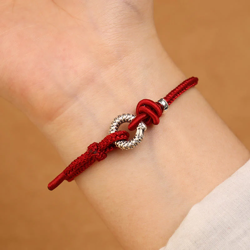 Braccialetto portafortuna con fibbia della pace dell'anno del drago in argento sterling 999 Buddha Stones - Image 12