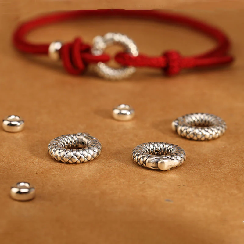 Braccialetto portafortuna con fibbia della pace dell'anno del drago in argento sterling 999 Buddha Stones - Image 16