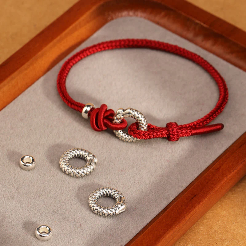 Braccialetto portafortuna con fibbia della pace dell'anno del drago in argento sterling 999 Buddha Stones - Image 17
