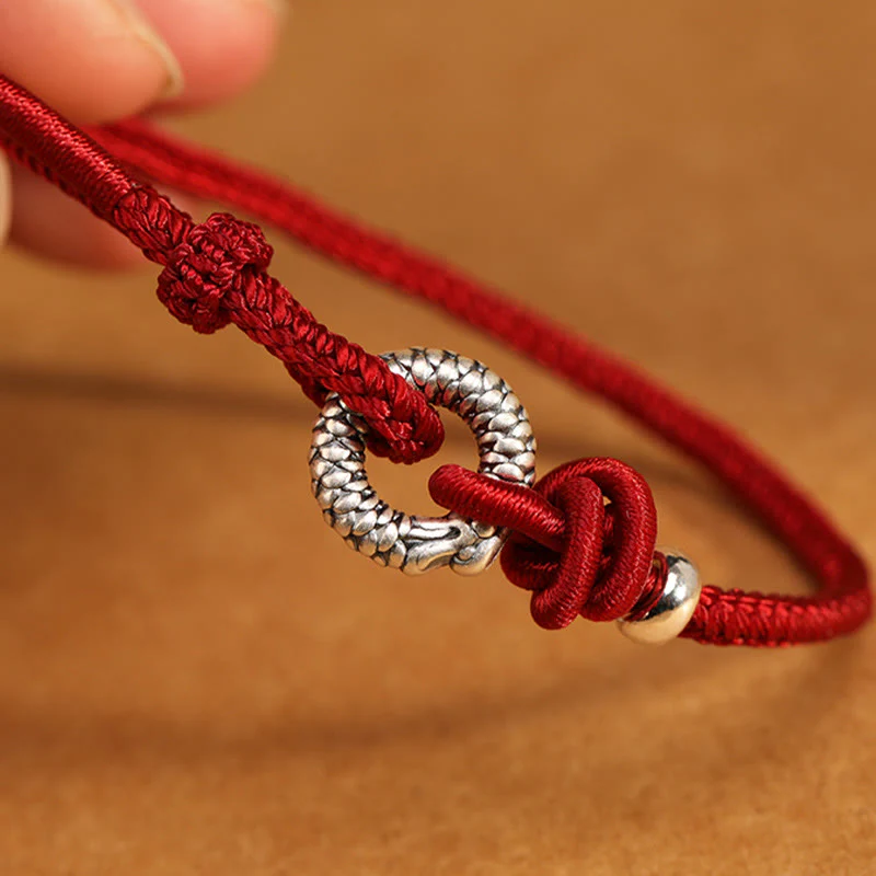 Braccialetto portafortuna con fibbia della pace dell'anno del drago in argento sterling 999 Buddha Stones - Image 19