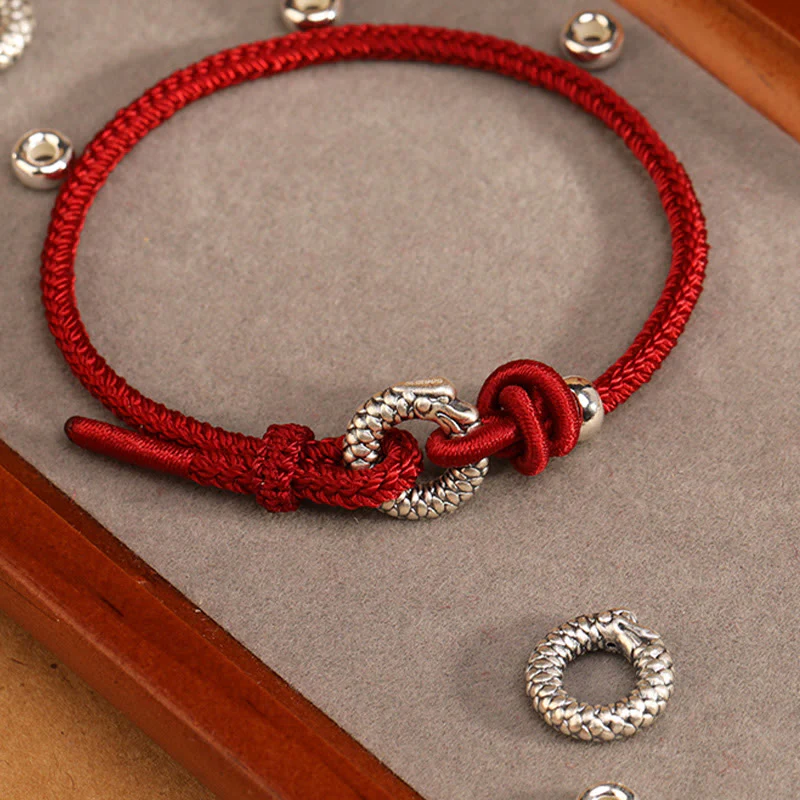 Braccialetto portafortuna con fibbia della pace dell'anno del drago in argento sterling 999 Buddha Stones - Image 21