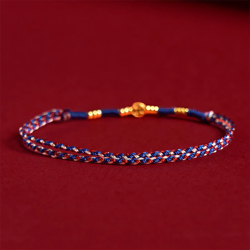 Braccialetto portafortuna con monete di rame intrecciate a mano in corda rossa Buddha Stones - Image 10
