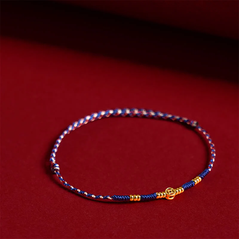 Braccialetto portafortuna con monete di rame intrecciate a mano in corda rossa Buddha Stones - Image 8