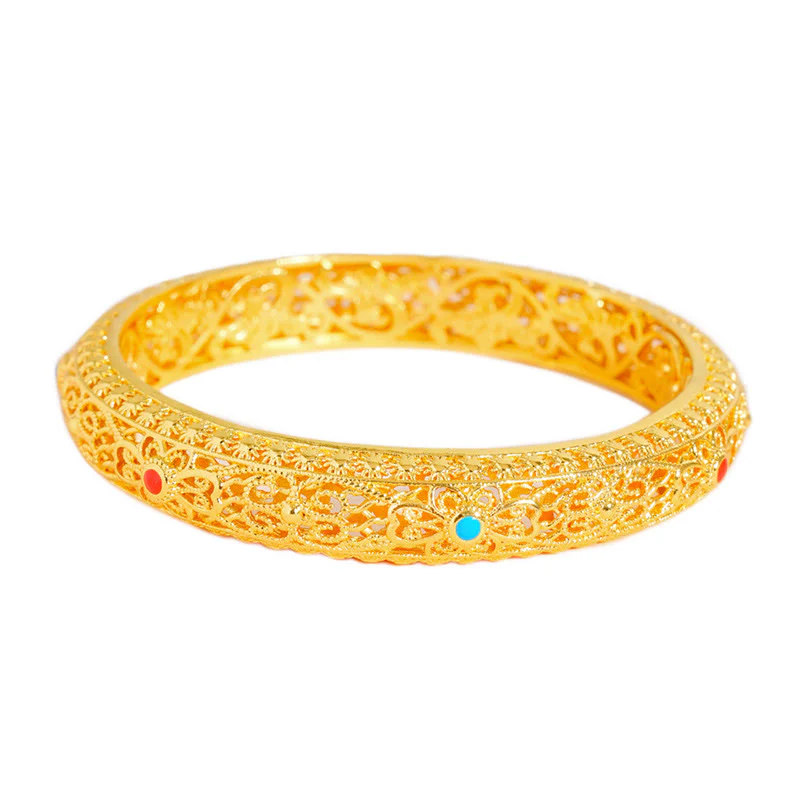 Braccialetto portafortuna con motivo a vite e fiori in rame placcato oro Buddha Stones, 2,44 pollici (62 mm) - Image 5