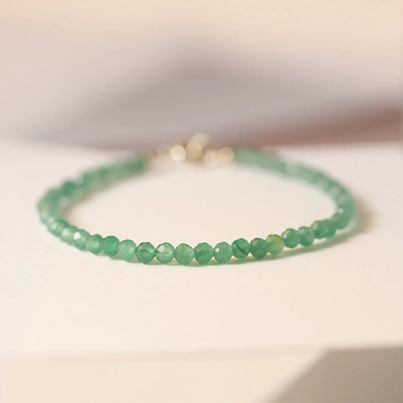 Braccialetto portafortuna con perline ultrasottili in avventurina verde piccola da 3 mm Buddha Stones - Image 7