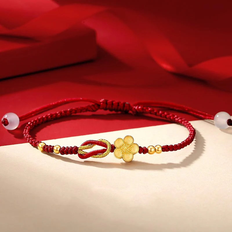 Braccialetto portafortuna in argento sterling 925 con fiori di ciliegio, sakura e calcedonio, fatto a mano , Buddha Stones