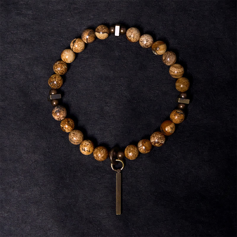 Braccialetto portafortuna in rame con design anticato Buddha Stones - Image 2