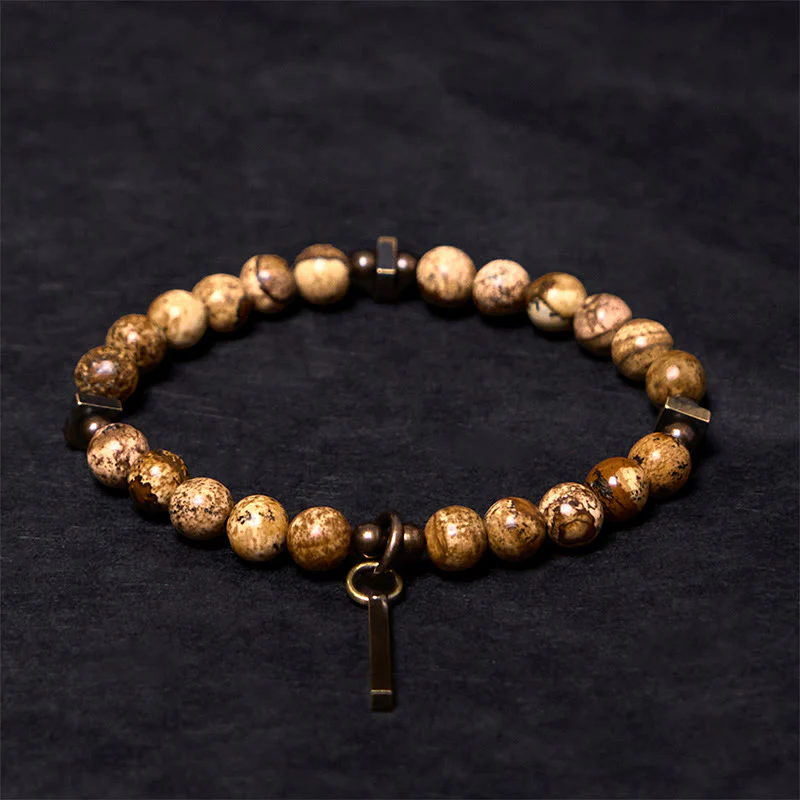 Braccialetto portafortuna in rame con design anticato Buddha Stones - Image 3