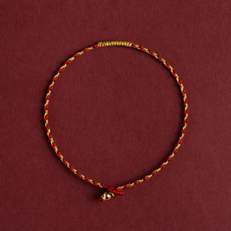 Braccialetto portafortuna intrecciato con nodo King Kong in corda di oro rosso placcato in oro 14K fatto a mano Buddha Stones