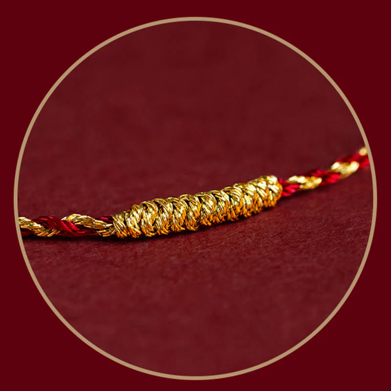 Braccialetto portafortuna intrecciato con nodo King Kong in corda di oro rosso placcato in oro 14K fatto a mano Buddha Stones - Image 10