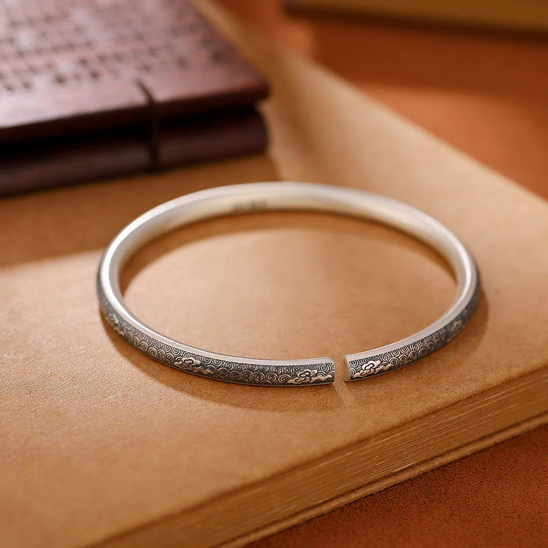 Braccialetto portafortuna vintage in argento sterling 999 con nuvole di buon auspicio, motivo Buddha Stones - Image 3