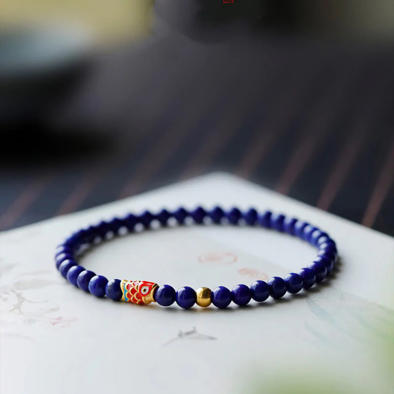 Braccialetto positivo Buddha Stones Lazurite Lapislazzuli Koi Fish - Image 2