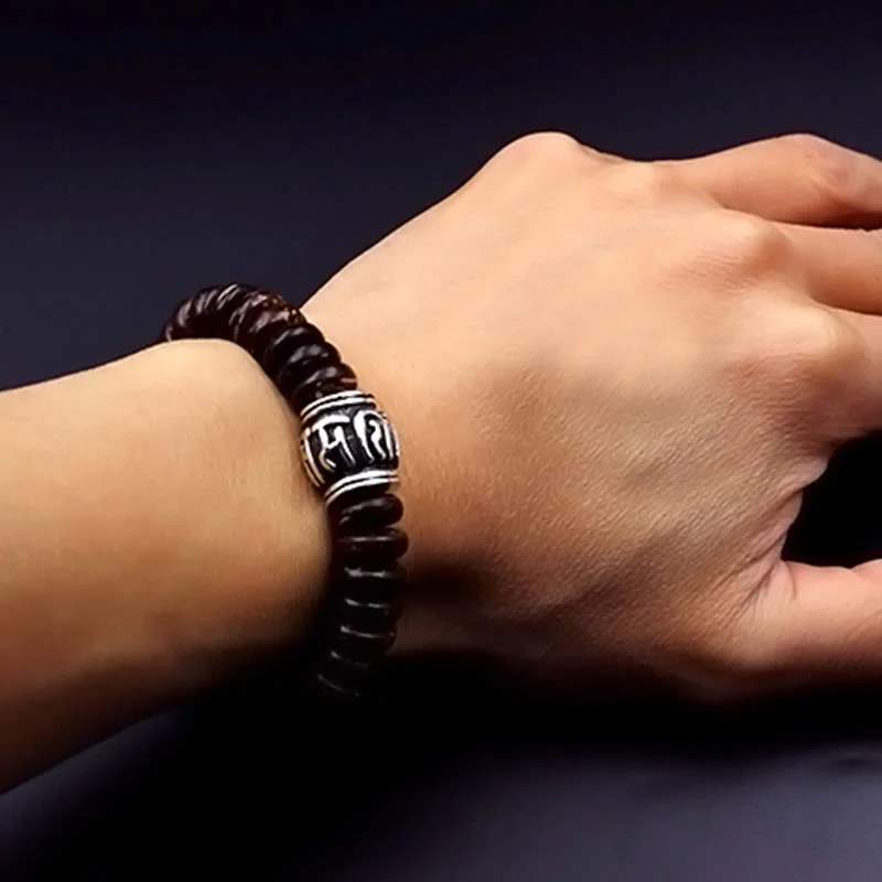 Braccialetto positivo Buddha Stones Natural Tibetan Coconut Shell Om Mani Padme Hum - Image 19