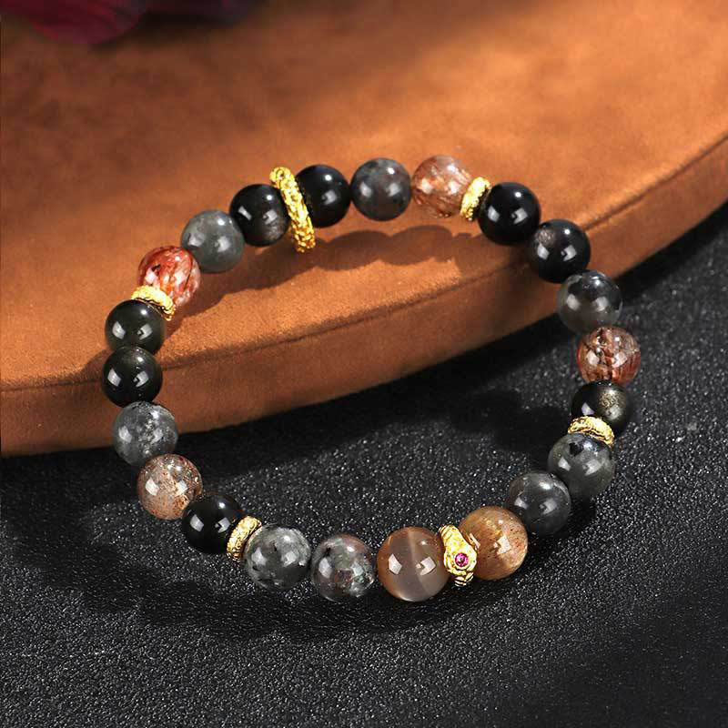 Braccialetto positivo Buddha Stones Sun Stone Lava Rock - Image 2