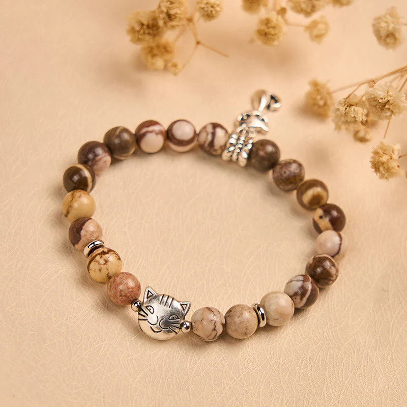 Braccialetto positivo con perline di agata diaspro zebrato Buddha Stones - Image 3