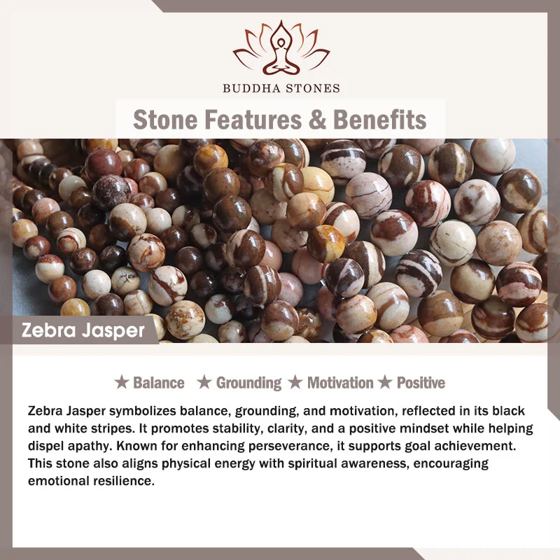 Braccialetto positivo con perline di agata diaspro zebrato Buddha Stones - Image 8