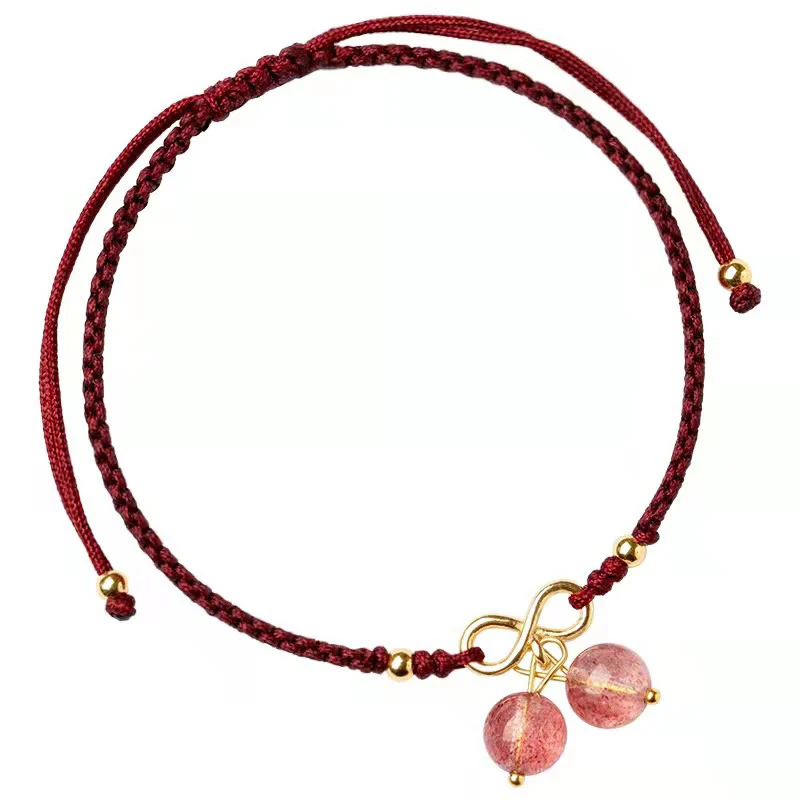 Braccialetto positivo con perline fantasma verde ametista e quarzo fragola naturale Buddha Stones - Image 18