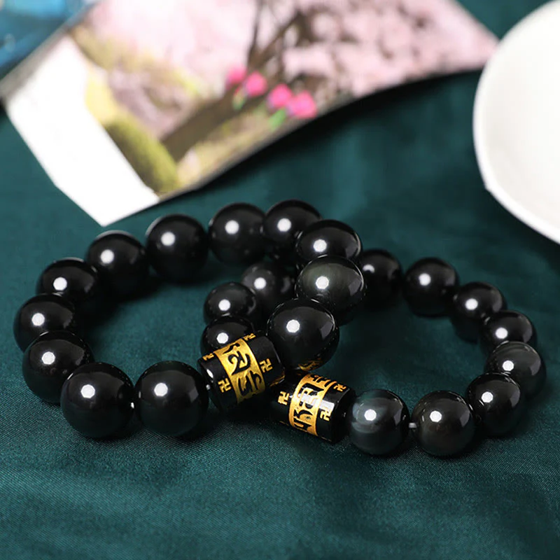Braccialetto positivo con svastica in ossidiana arcobaleno Buddha Stones Om Mani Padme Hum - Image 15