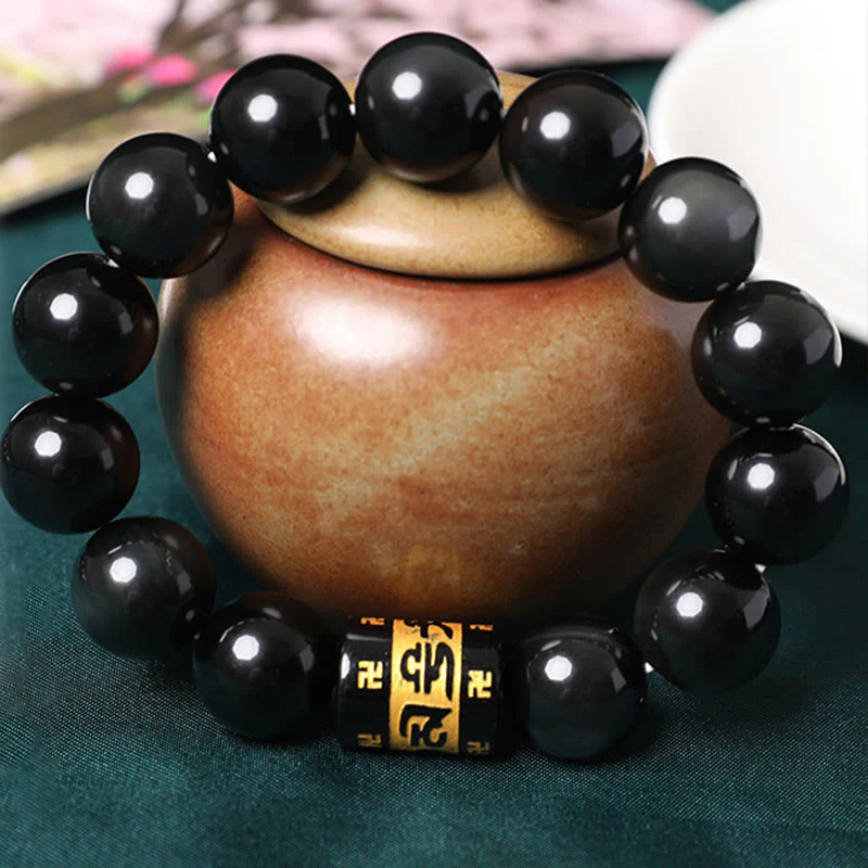 Braccialetto positivo con svastica in ossidiana arcobaleno Buddha Stones Om Mani Padme Hum - Image 3