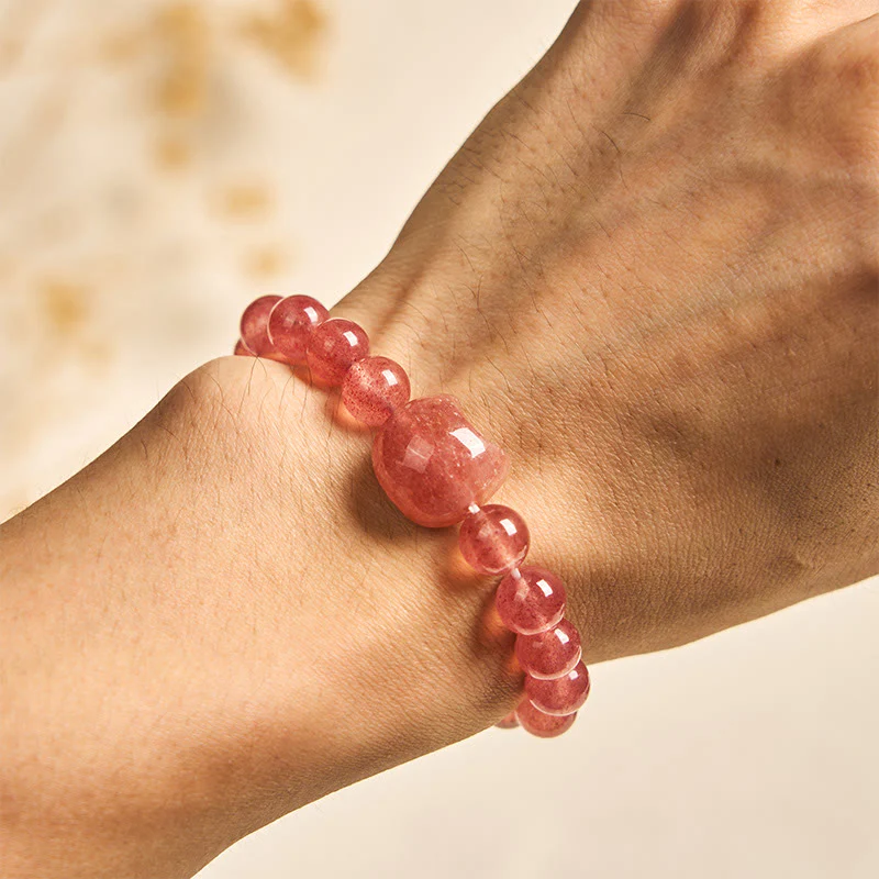 Braccialetto positivo curativo per gatti in quarzo fragola naturale Buddha Stones - Image 4